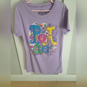 Super Slim Girls Graphic Tee – Peace & Love Retro Print – Size 10/12